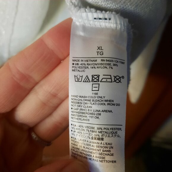 NWT Banana Republic Metallic White Silver Sweater Top Shimmer Back Cut Out XL - Picture 10 of 12